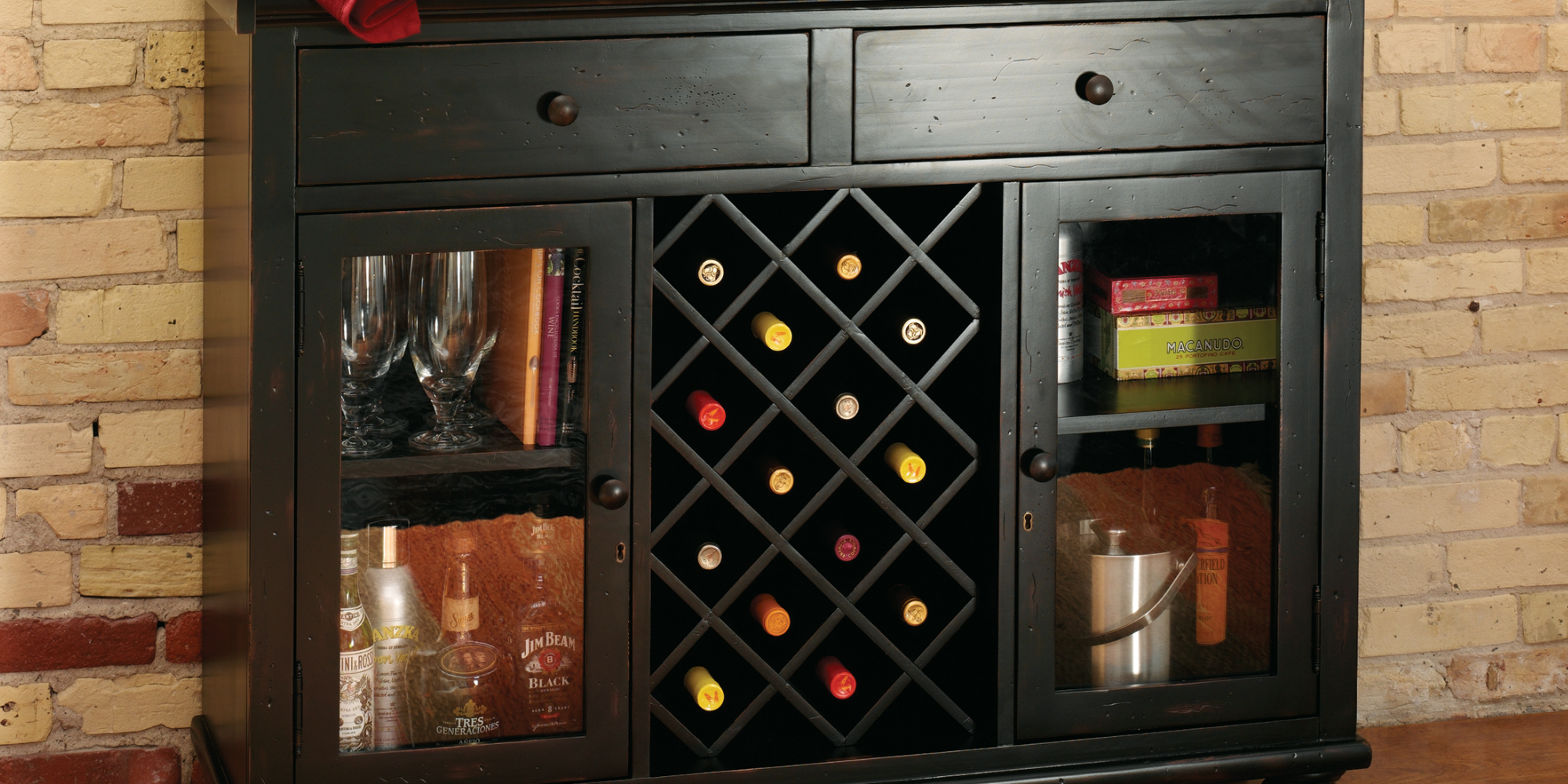 A Black Wine Cabinet for a Special Accent - Home Bars USA
