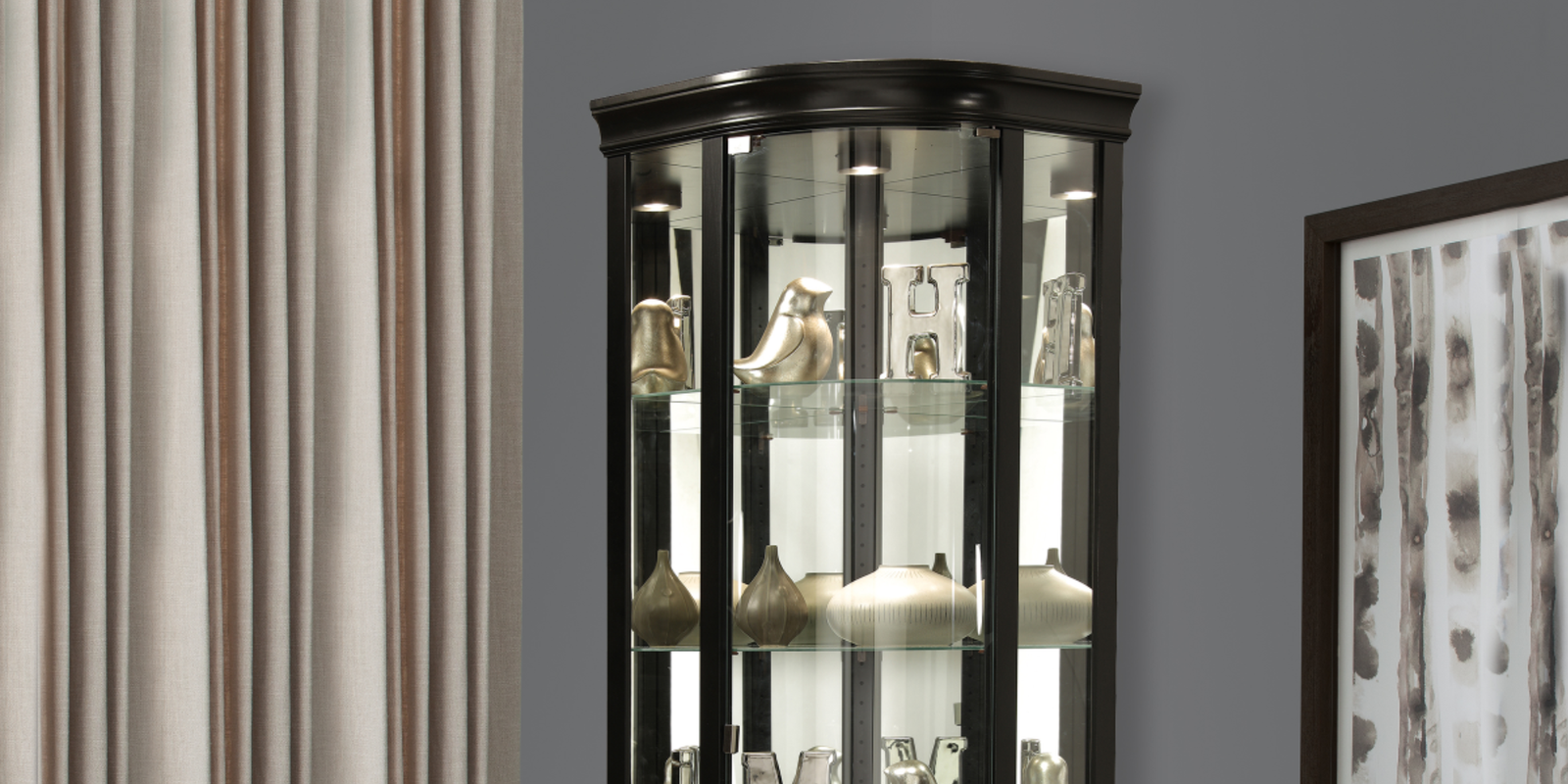 Corner Curio Cabinet - Howard Miller Curio Cabinet - Home Bars USA