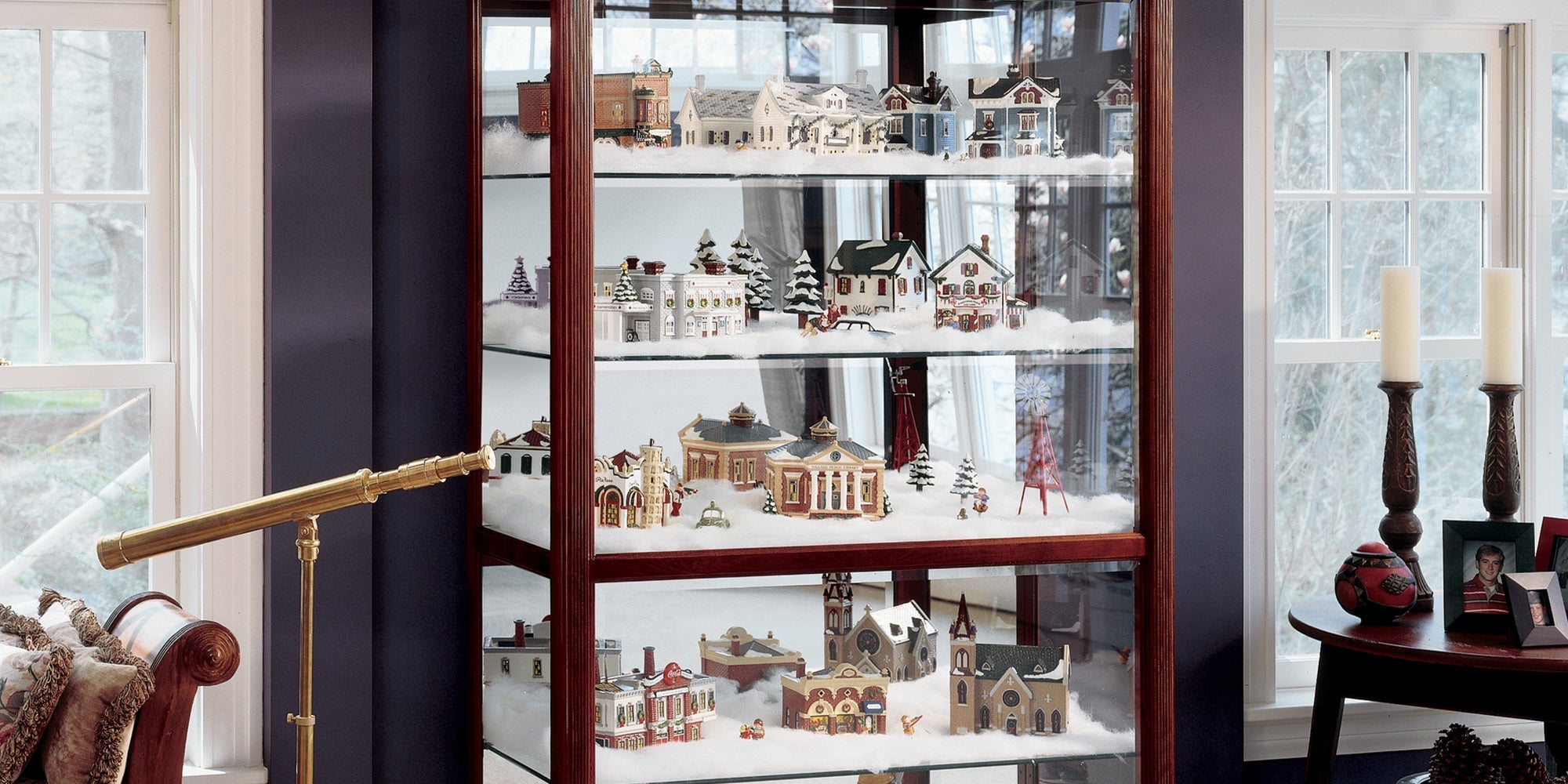 A Christmas-Themed Curio Cabinet Display | Home Bars USA