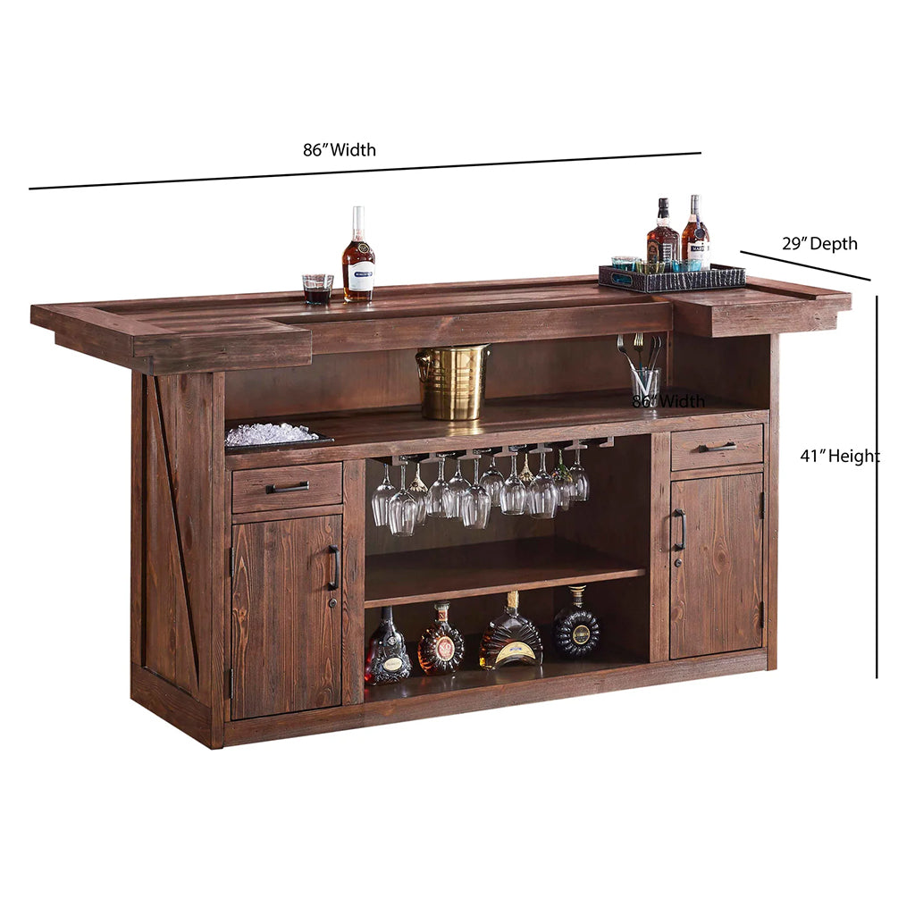 American Heritage Bristol Home Bar in Harvest dimensions - Home Bars USA
