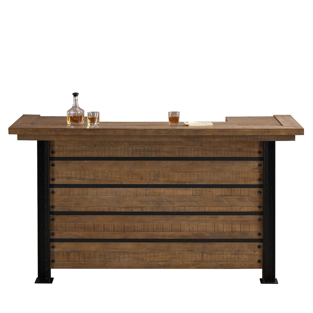 American Heritage Gateway Home Bar in Reclaimed finish front details - Home Bars USA 