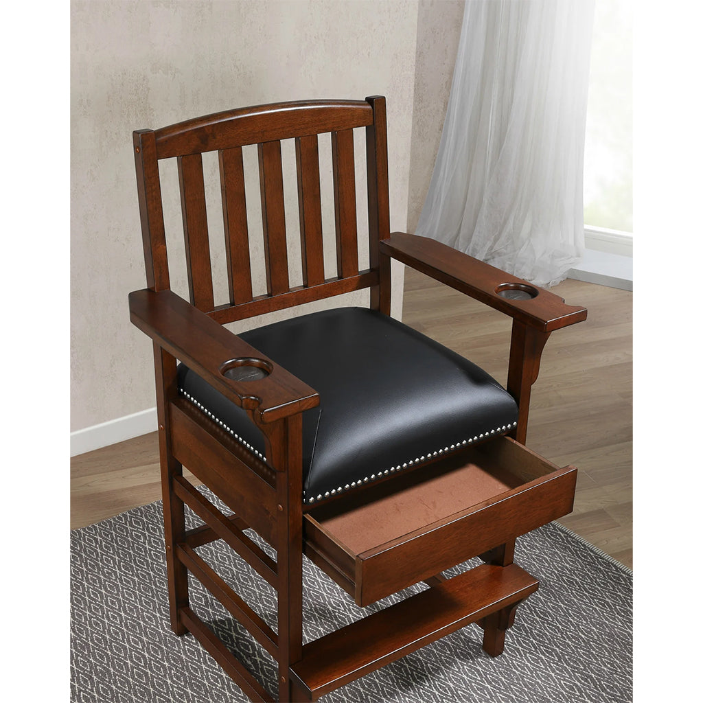American Heritage King Player Chair in Suede storage space - Home Bars USA