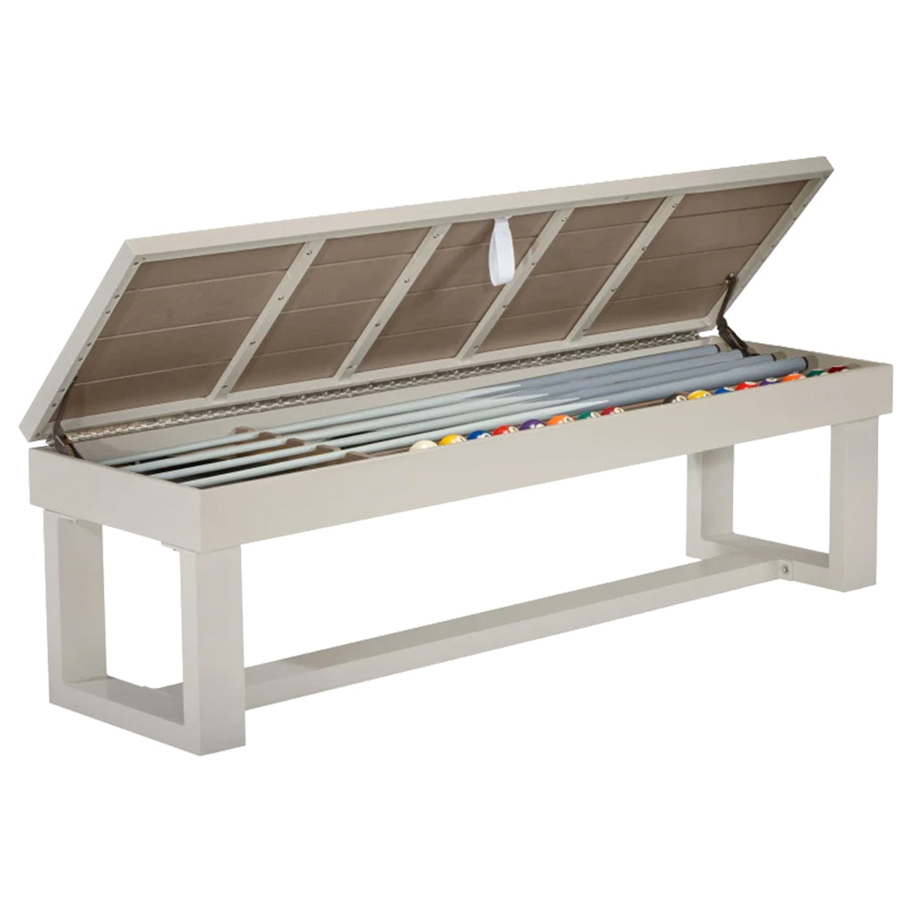 American Heritage Lanai Outdoor Storage Bench in Oyster Grey storage space - Home Bars USA