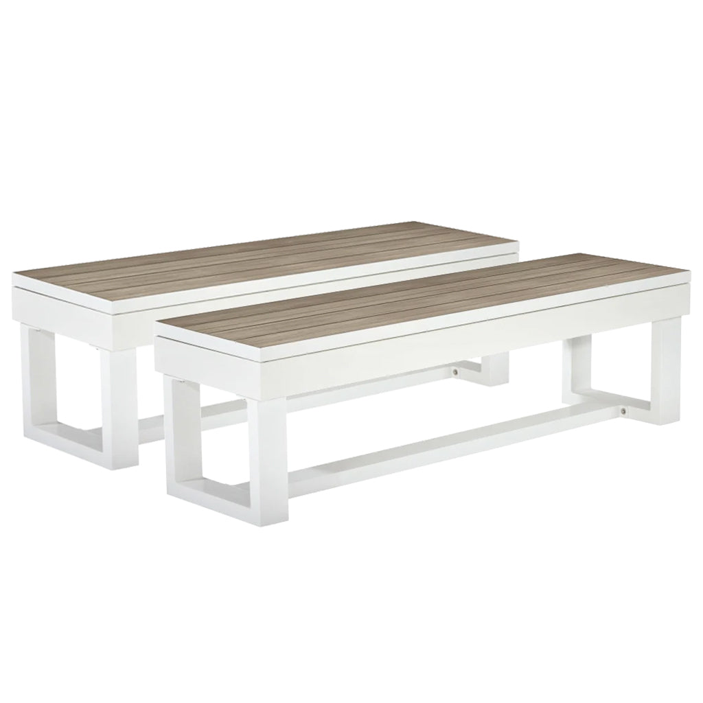 American Heritage Lanai Outdoor Storage Bench in Pearl White closed - Home Bars USA
