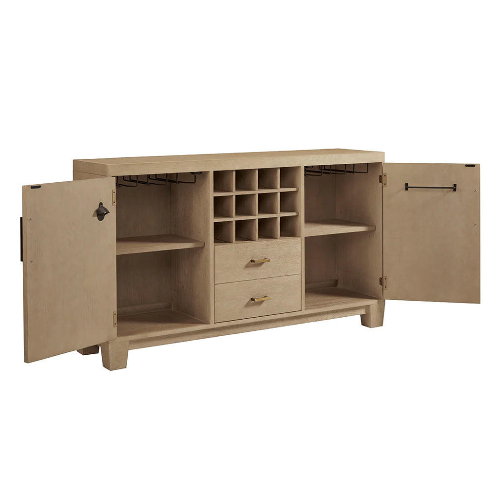 American Heritage Port Royal Bar Console in White Oak wine storage - Home Bars USA