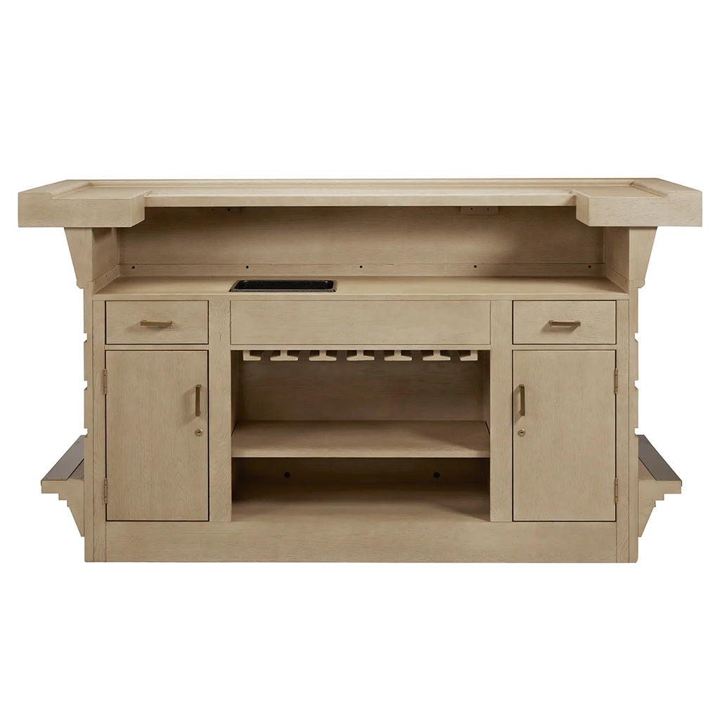 American Heritage Port Royal Home Bar in White Oak back - Home Bars USA