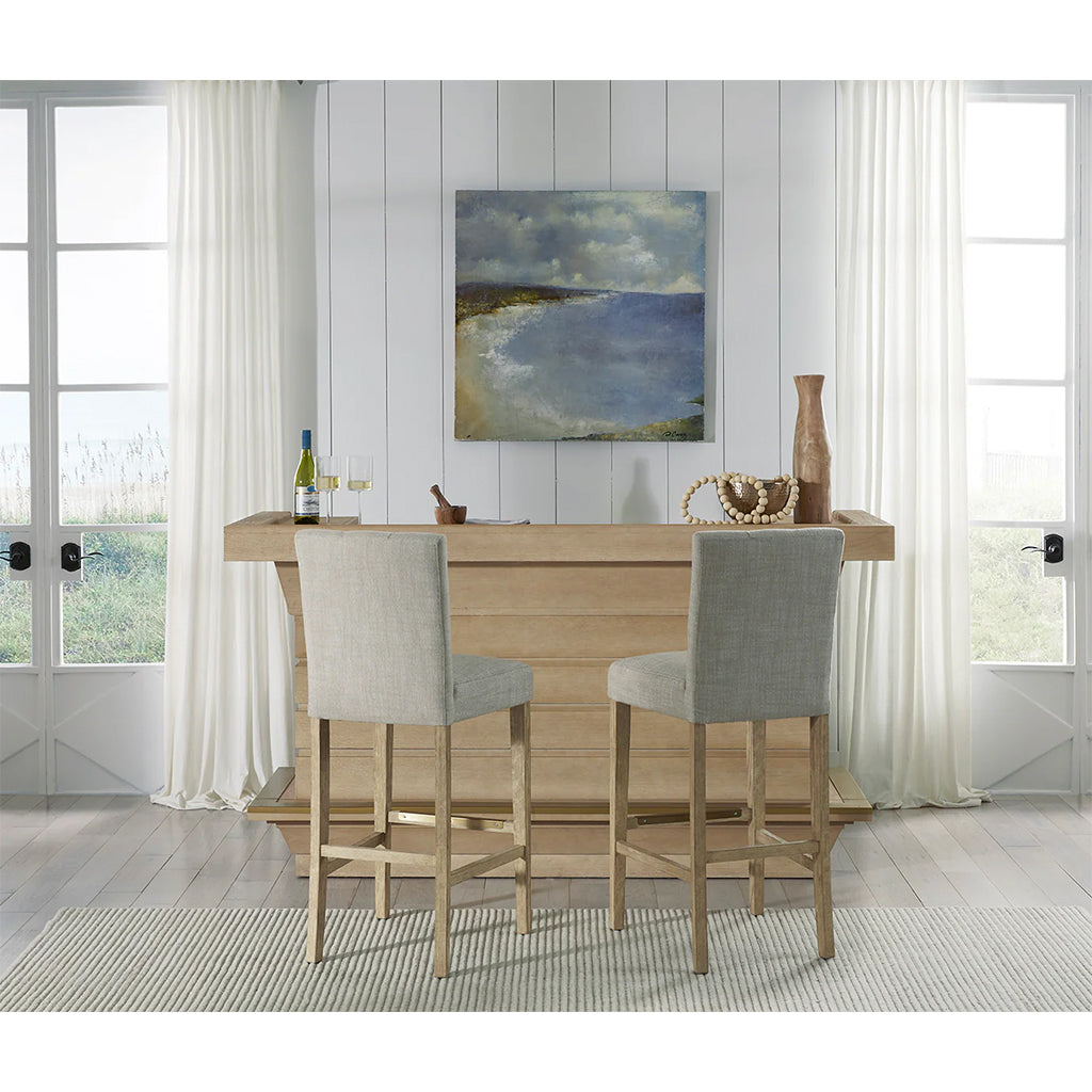 American Heritage Port Royal Home Bar in White Oak set with bar stools - Home Bars USA