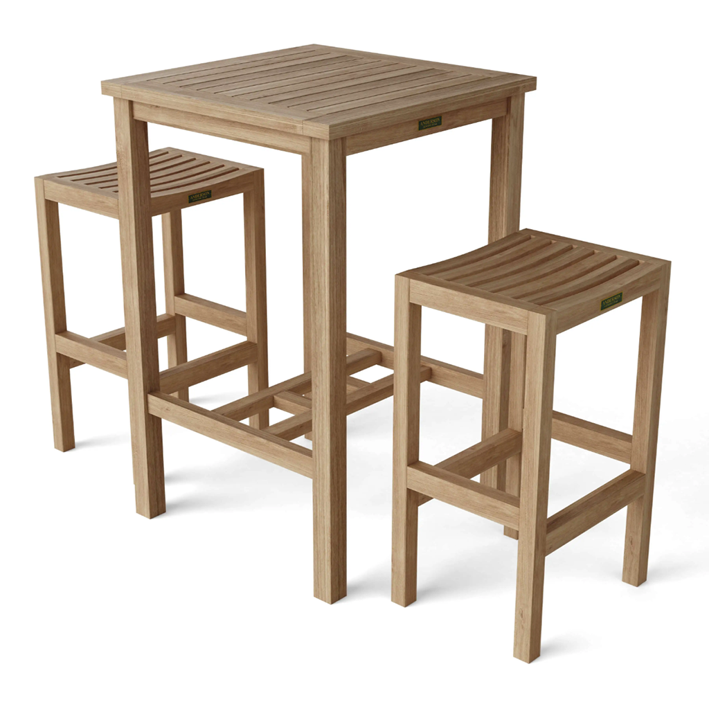 Anderson Teak New Montego Backless Outdoor Bar Chair Set - Home Bars USA