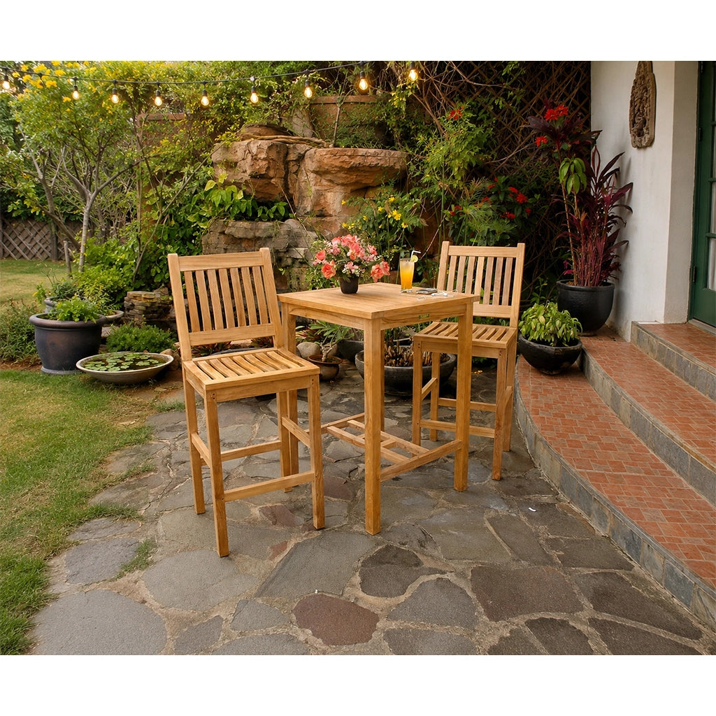 Anderson Teak Avalon Outdoor Bar Table Set in backyard - Home Bars USA