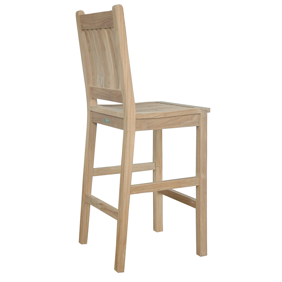 Anderson Teak Bahama Outdoor Bar Table Set with bar chairs back view - Home Bars USA