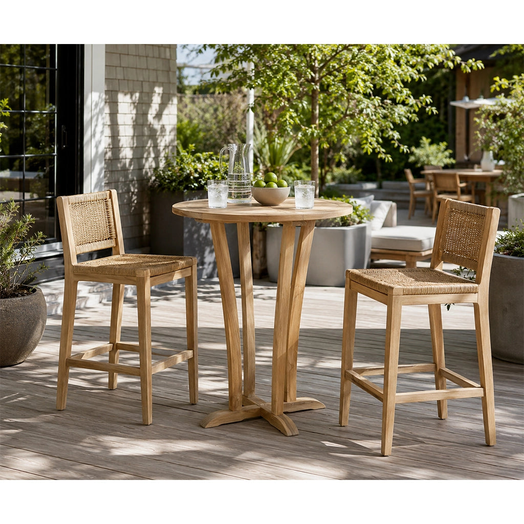 Anderson Teak Descanso 35" Round Outdoor Bar Table in patio - Home Bars USA