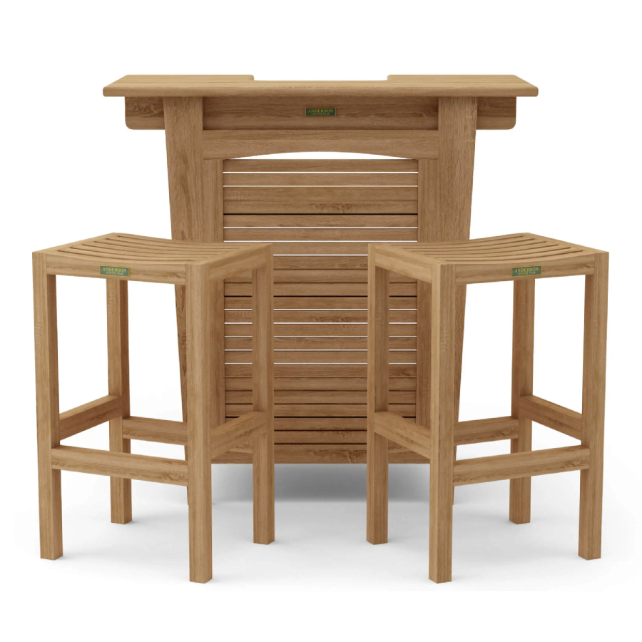 Anderson Teak Montego Outdoor Bar Table Set front - Home Bars USA