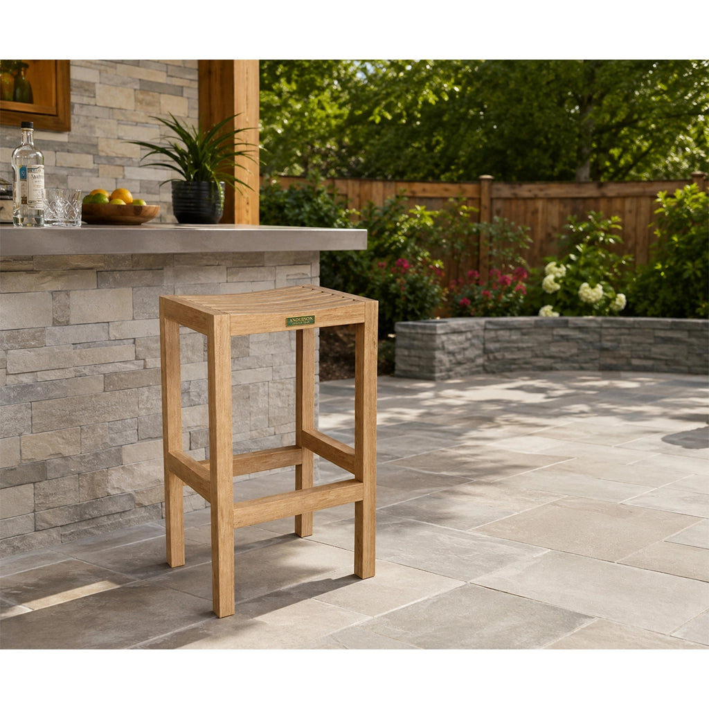 Anderson Teak New Montego Backless Outdoor Bar Chair - Home Bars USA