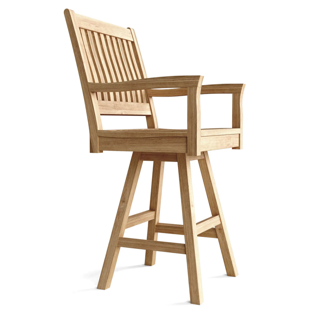 Anderson Teak Rialto Swivel Outdoor Bar Armchair angle - Home Bars USA