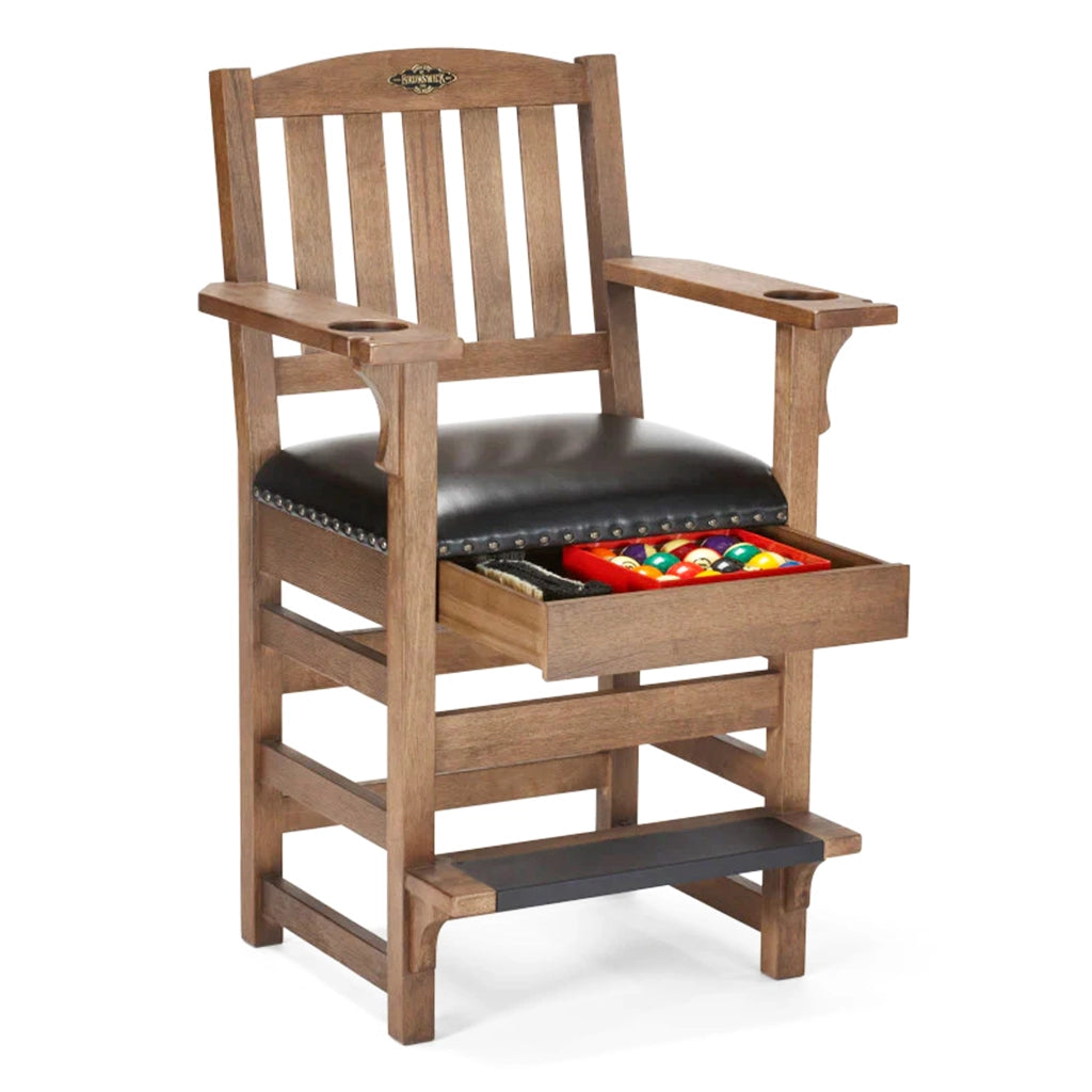 Brunswick Centennial Player's Chair in Rustic Dark Brown full storage - Home Bars USA