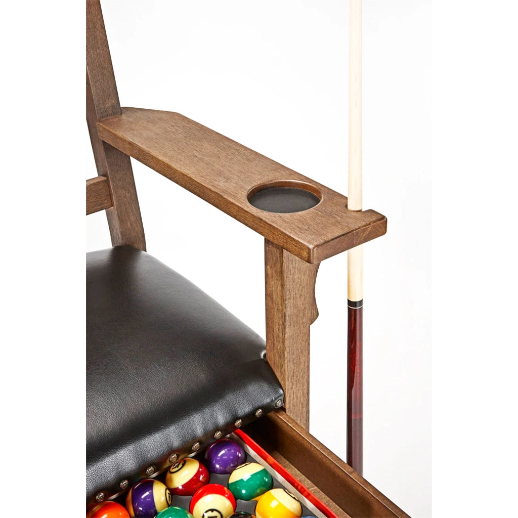 Brunswick Centennial Player's Chair in Rustic Dark Brown glass holder and cue holder - Home Bars USA