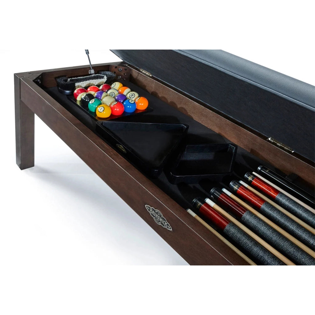 Brunswick Centennial Storage Bench in Espresso interior compartment - Home Bars USA