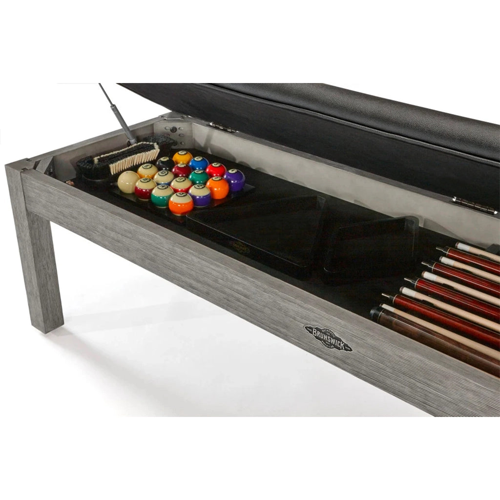 Brunswick Centennial Storage Bench in Rustic Grey storage details - Home Bars USA