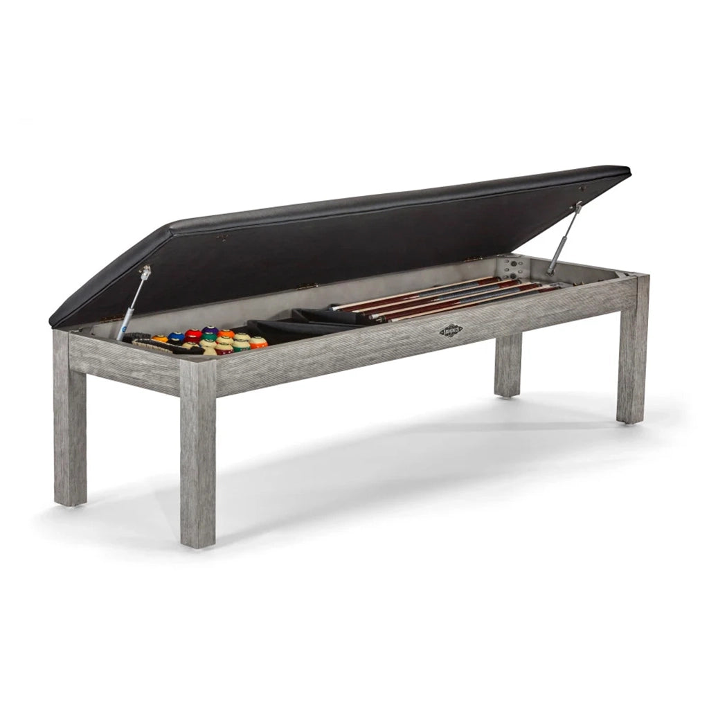Brunswick Centennial Storage Bench in Rustic Grey lift-up top - Home Bars USA