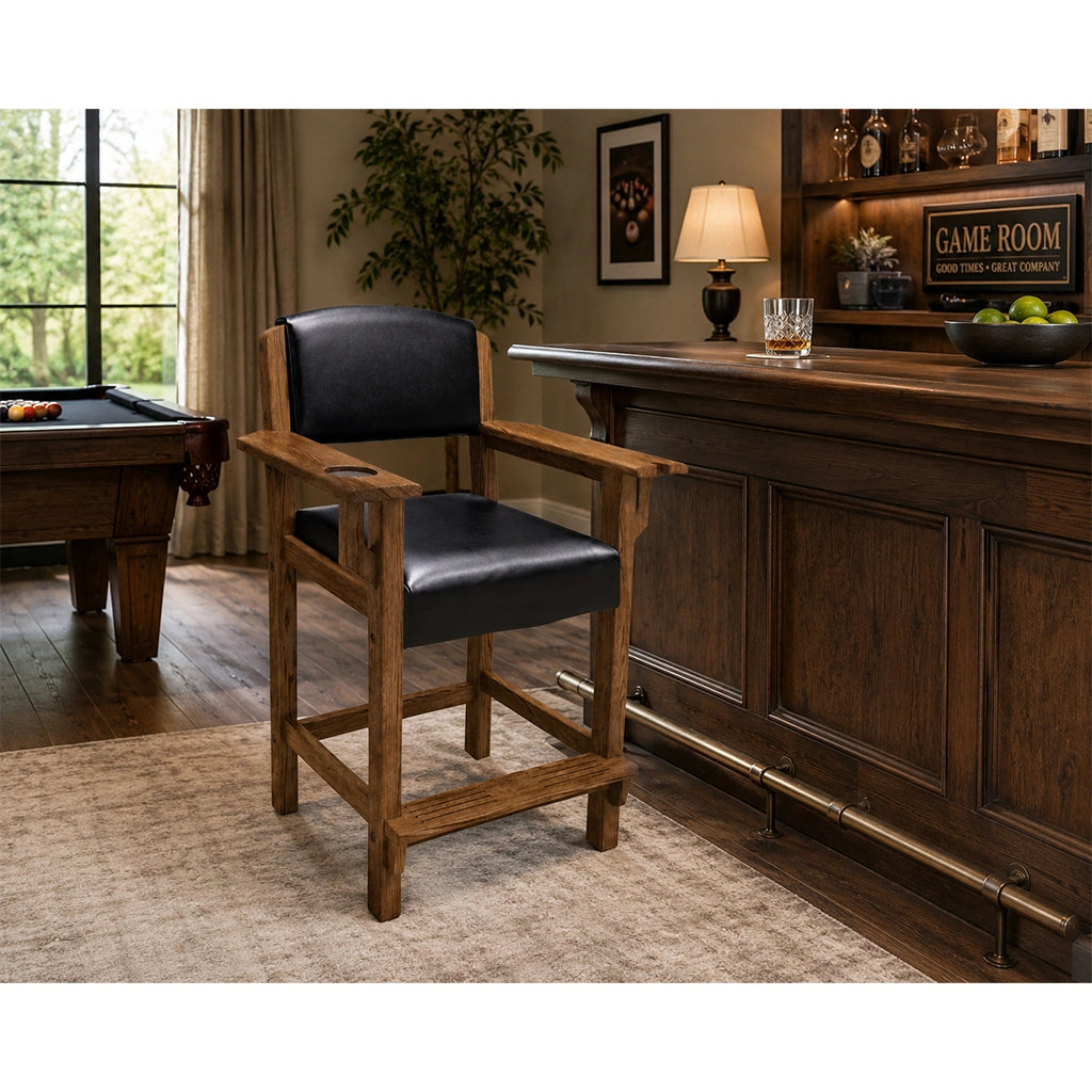 Brunswick Traditional Player's Chair in Rustic Dark Brown - Home Bars USA