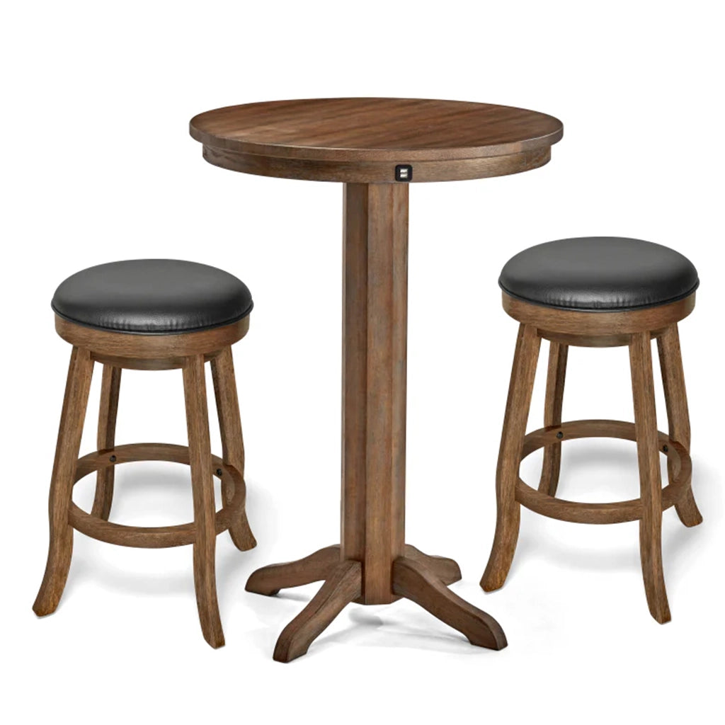 Brunswick Traditional Pub Table Set in Rustic Dark Brown - Home Bars USA