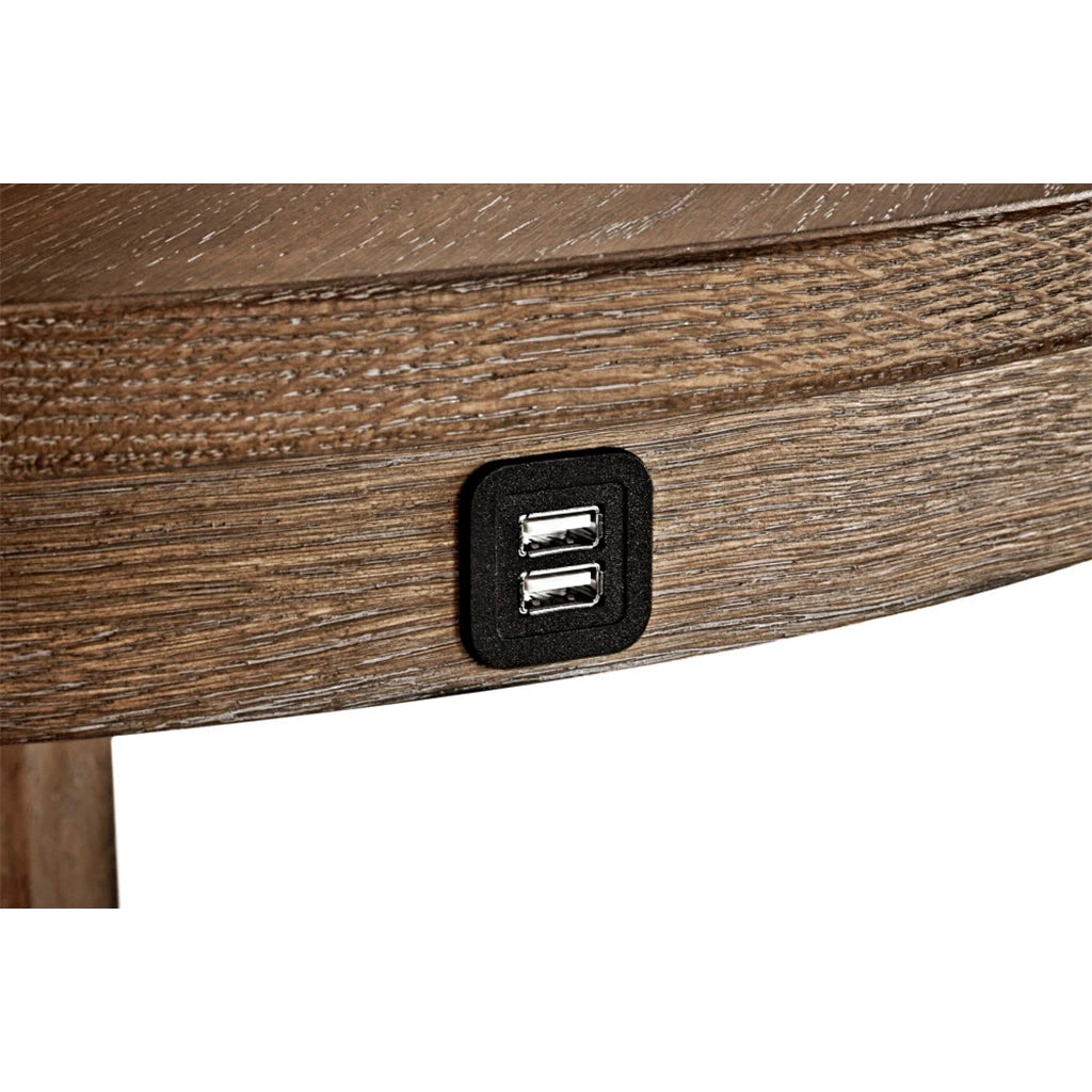 Brunswick Traditional Pub Table with USB Port in Rustic Dark Brown details - Home Bars USA