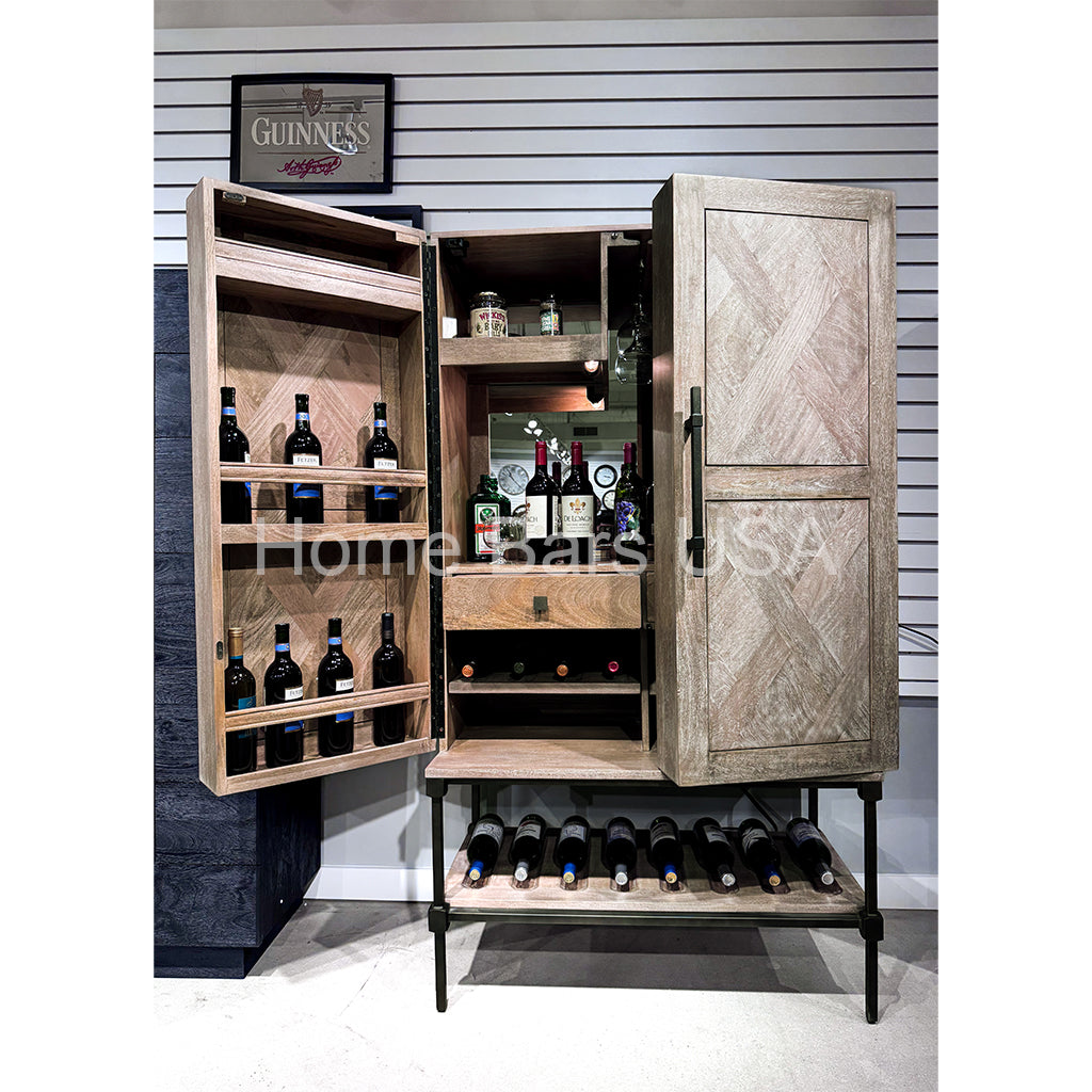 Howard Miller Abel Wine &amp; Bar Cabinet 695336 real photo of the front showing storage - Home Bars USA
