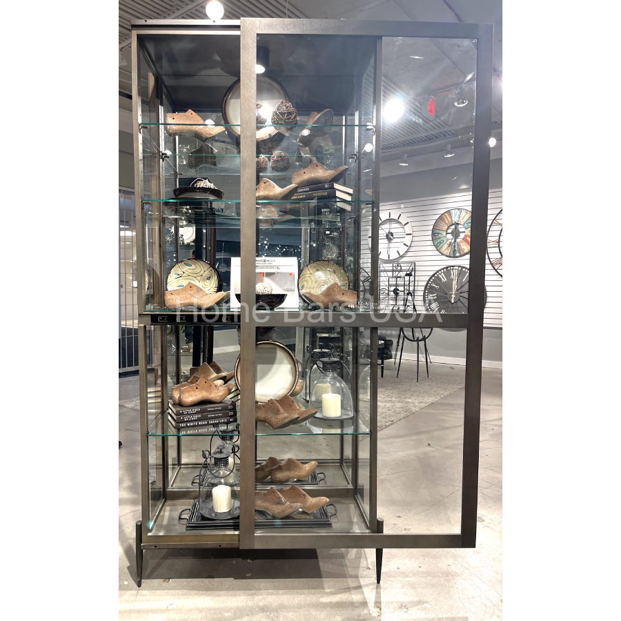 Howard Miller Ansel II Curio Cabinet 680691 real photo front with an open door - Home Bars USA