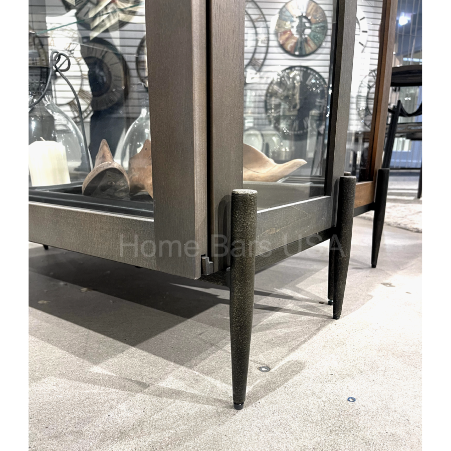 Howard Miller Ansel II Curio Cabinet 680691 real photo of the legs with adjustable levelers - Home Bars USA