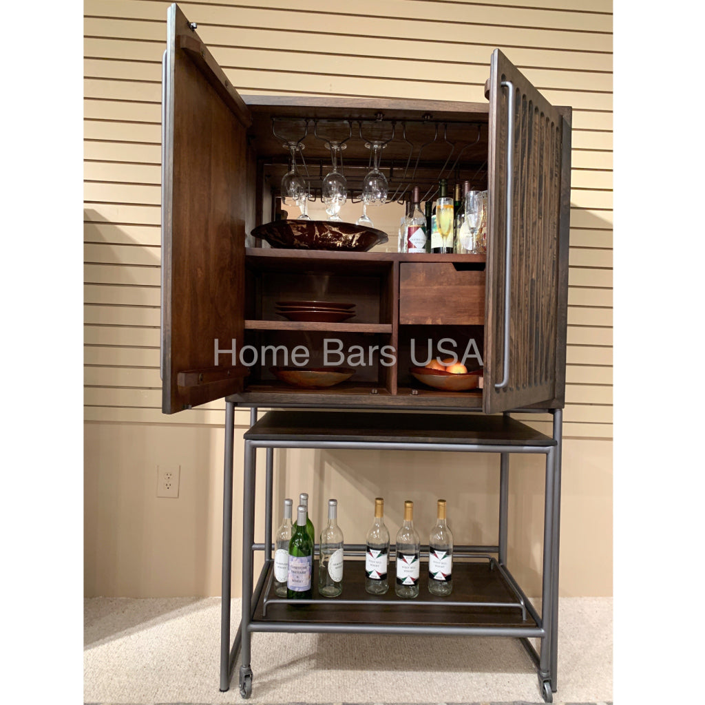 Howard Miller Bar Cart Wine &amp; Bar Cabinet 695222 real photo of the front with open doors - Home Bars USA