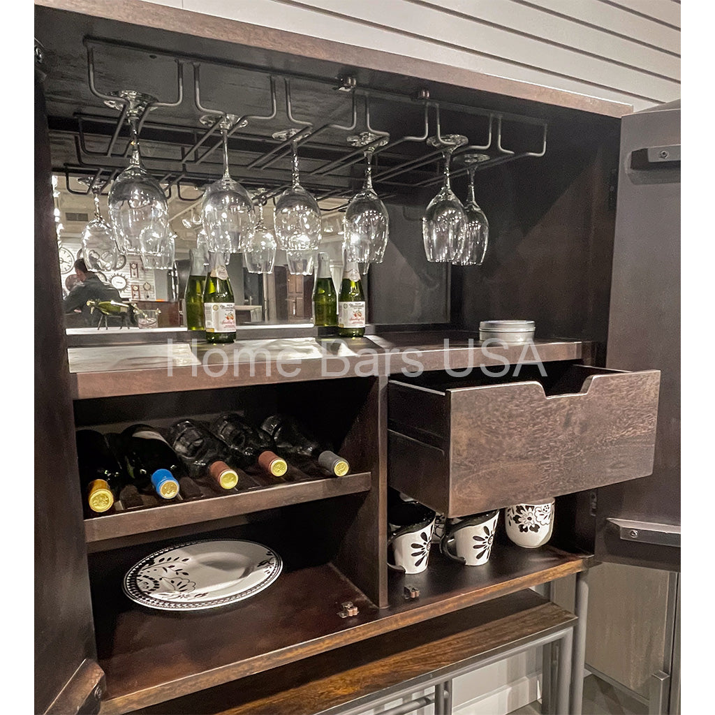 Howard Miller Bar Cart Wine &amp; Bar Cabinet 695222 real photo of the storage - Home Bars USA