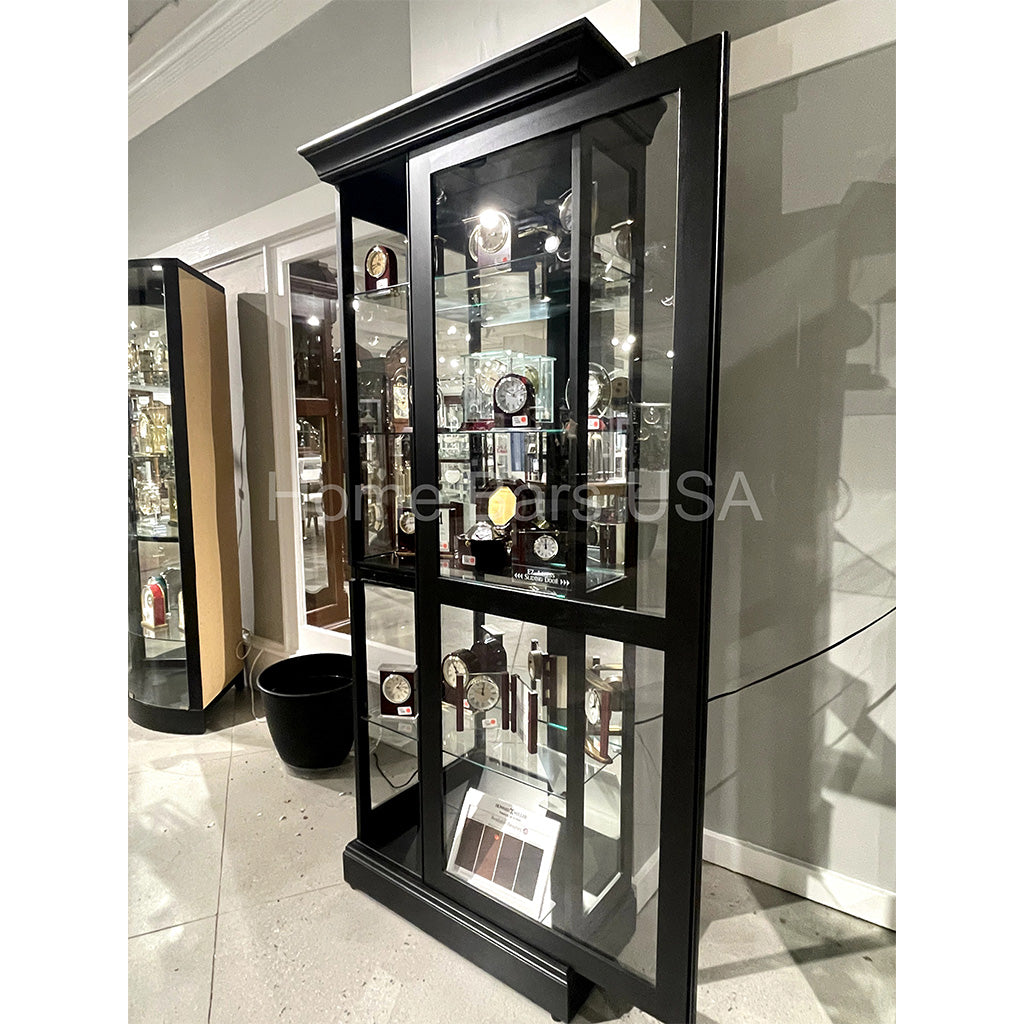 Howard Miller Berends Curio Cabinet 680477 real photo of the front with an open sliding door - Home Bars USA