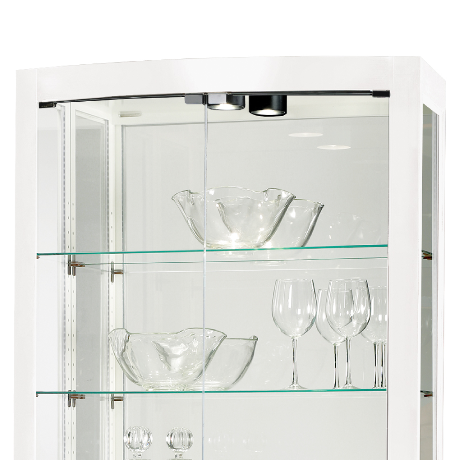 Howard Miller Bradington III Curio Cabinet 680677 in White - top part details - Home Bars USA