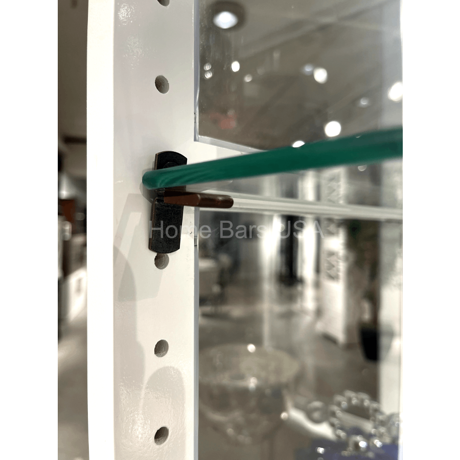 Howard Miller Clara Curio Cabinet 680763 real photo of the Padlock™ cushioned metal shelf clips - Home Bars USA
