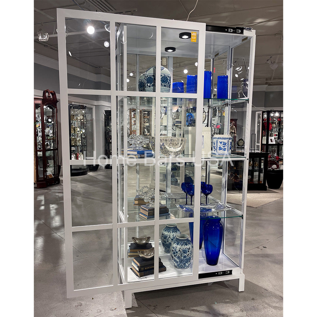 Howard Miller Clara Curio Cabinet 680763 real photo of open sliding door - Home Bars USA
