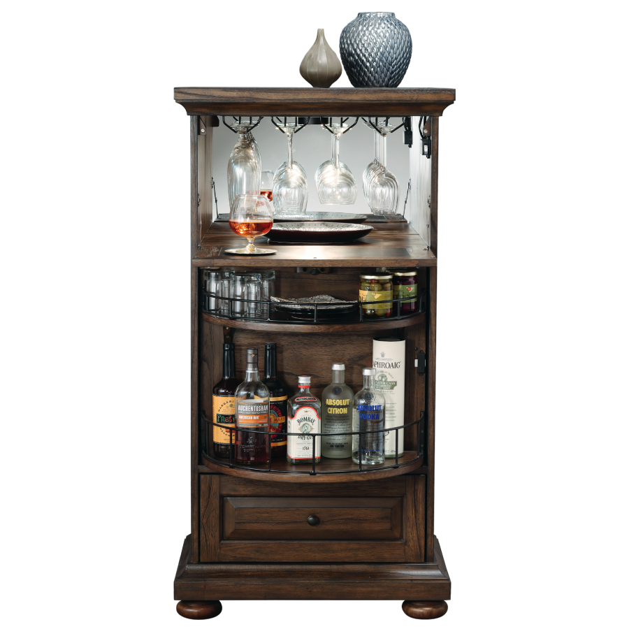Howard Miller Cognac II Wine &amp; Bar Cabinet 695298 front with open doors - Home Bars USa