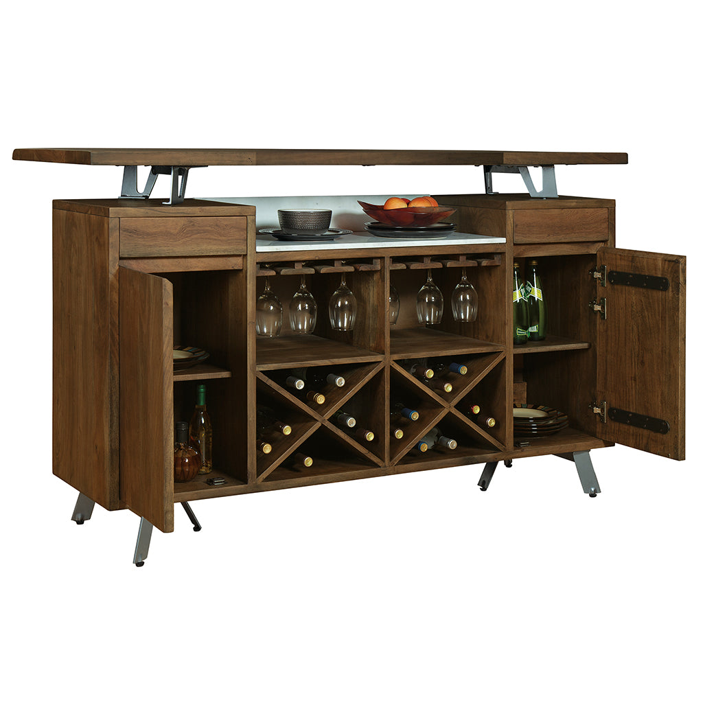 Howard Miller Cosmopolitan Bar 693045 - back view with open doors showing details - Home Bars USA