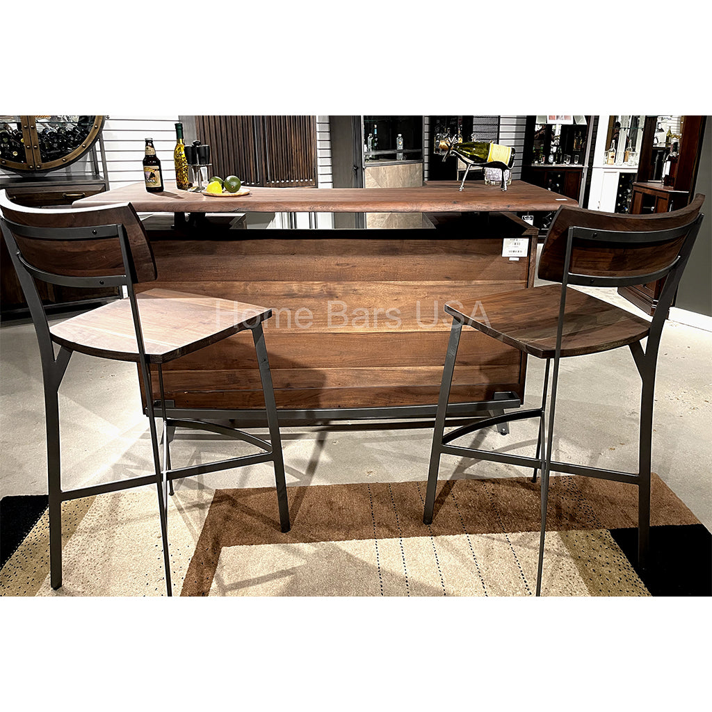 Howard Miller Cosmopolitan Bar 693045 - real photo of bar front with matching bar stools - Home Bars USA