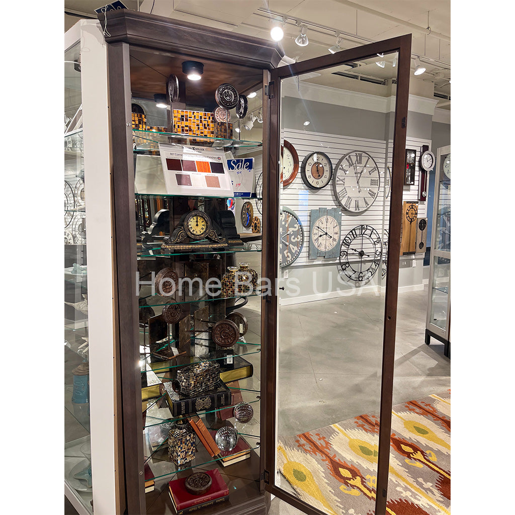 Howard Miller Delia Corner Curio Cabinet 680641 real photo of the front with open door - Home Bars USA