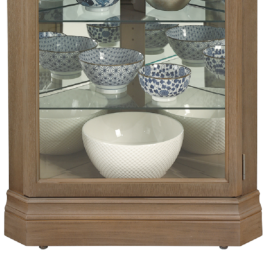 Howard Miller Delia III Corner Curio Cabinet 680643 base details - Home Bars USA