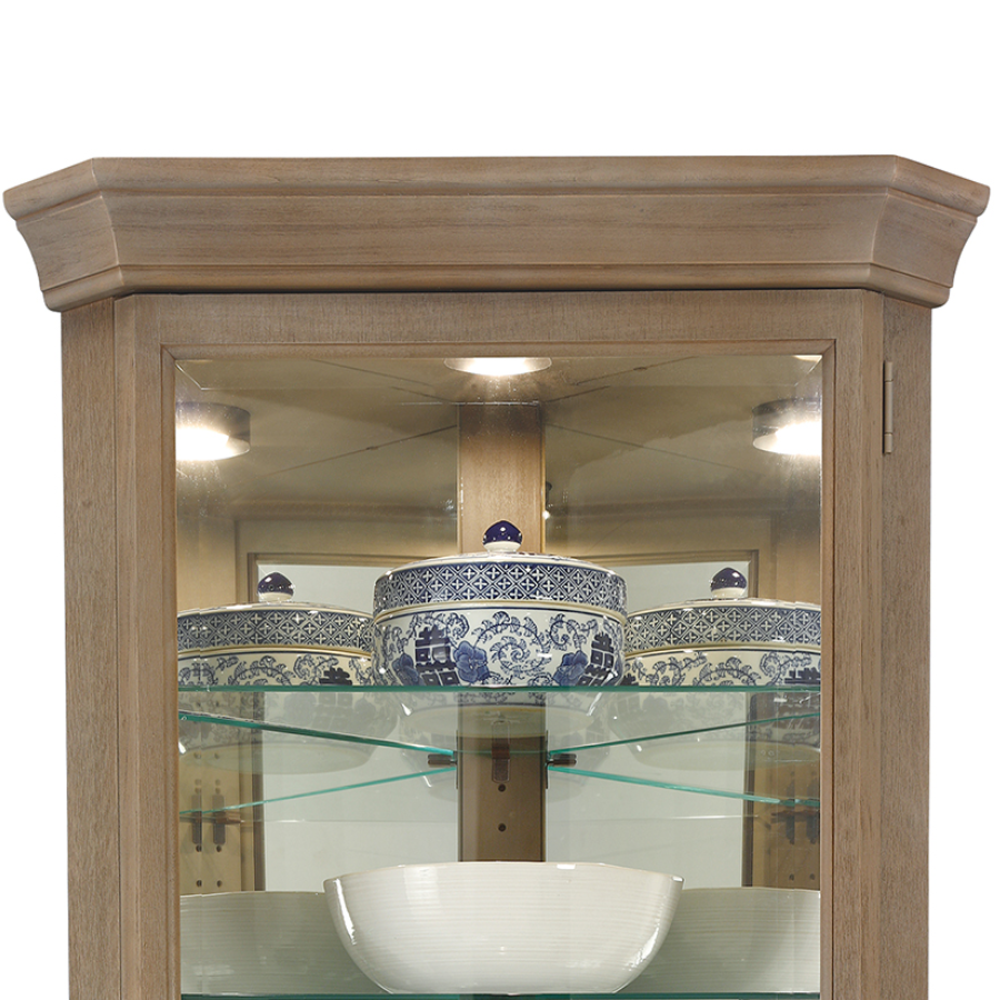 Howard Miller Delia III Corner Curio Cabinet 680643 top part details - Home Bars USA