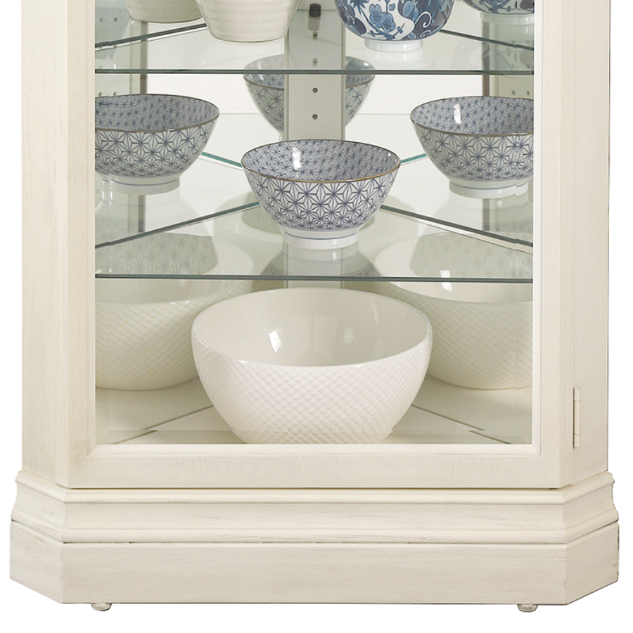 Howard Miller Delia II Corner Curio Cabinet 680642 base details - Home Bars USA