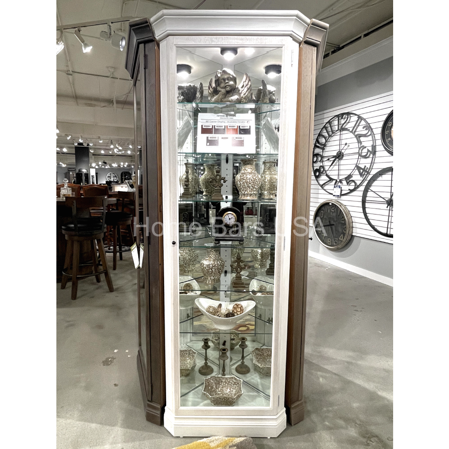 Howard Miller Delia II Corner Curio Cabinet 680642 real photo front - Home Bars USA