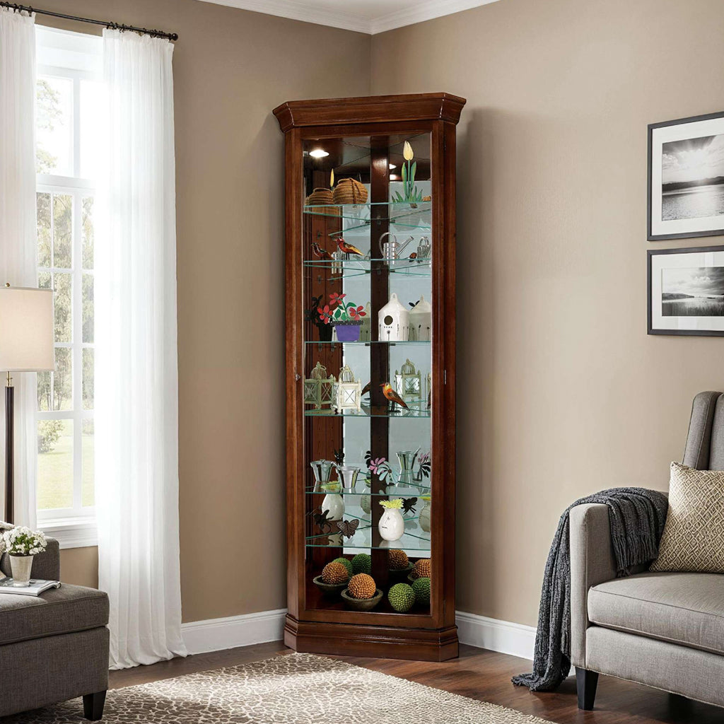 Howard Miller Drake Corner Curio Cabinet 680483 in interior design - Home Bars USA