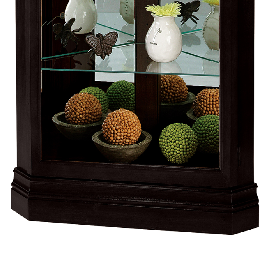 Howard Miller Duane Corner Curio Cabinet 680487 base details - Home Bars USA