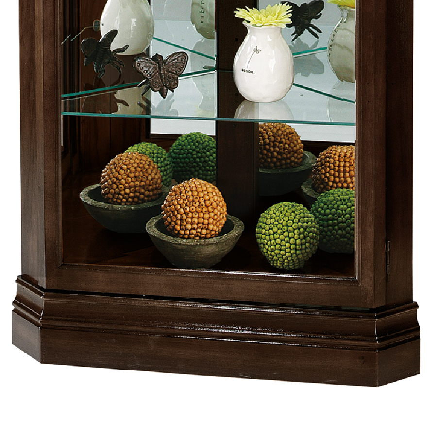 Howard Miller Dustin Corner Curio Cabinet 680484 base details - Home Bars USA