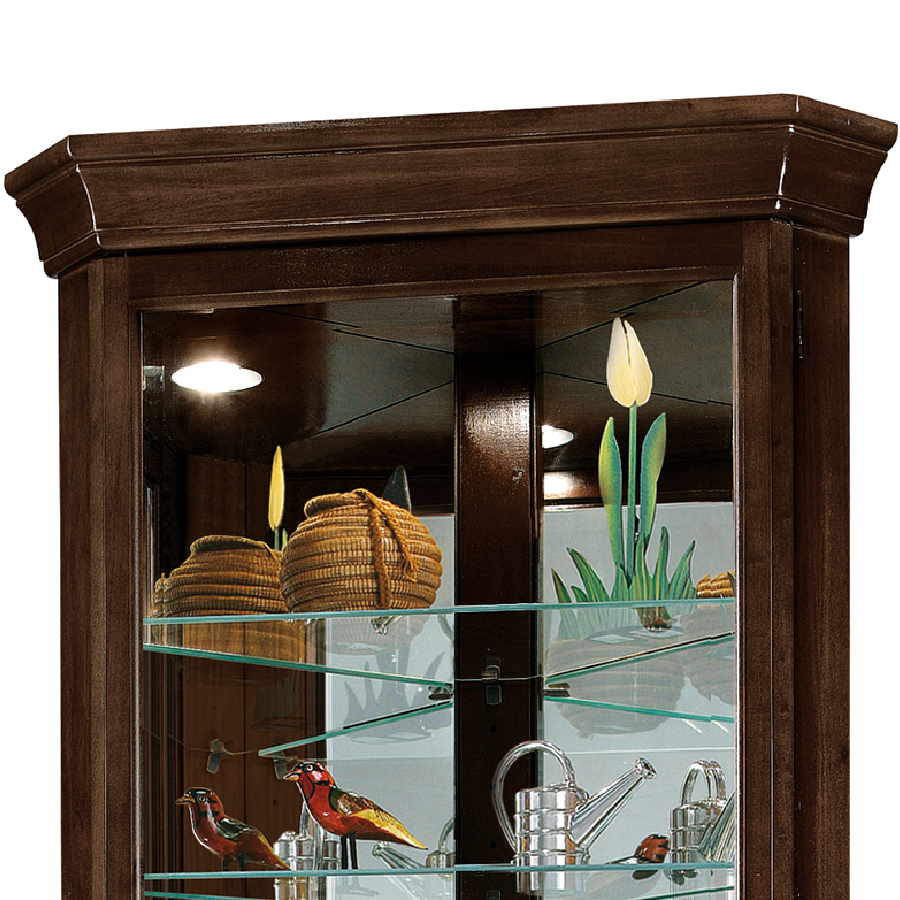 Howard Miller Dustin Corner Curio Cabinet 680484 top part details - Home Bars USA