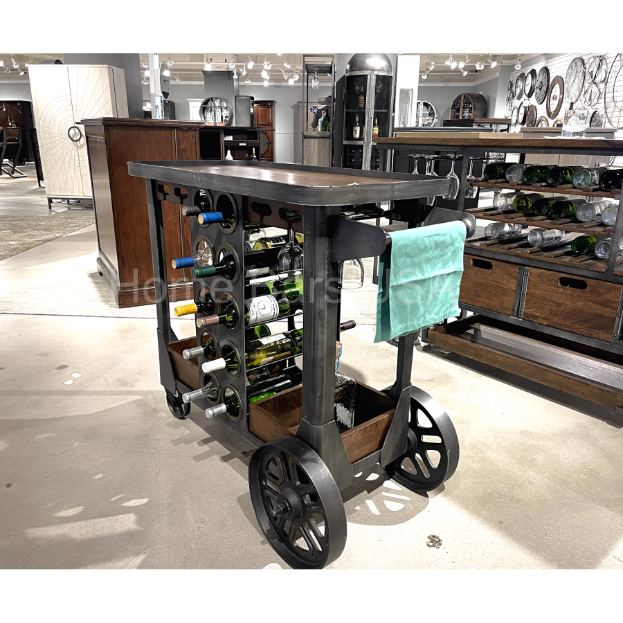 Howard Miller Floyd Wine &amp; Bar Cart 695326 angle view - Home Bars USA