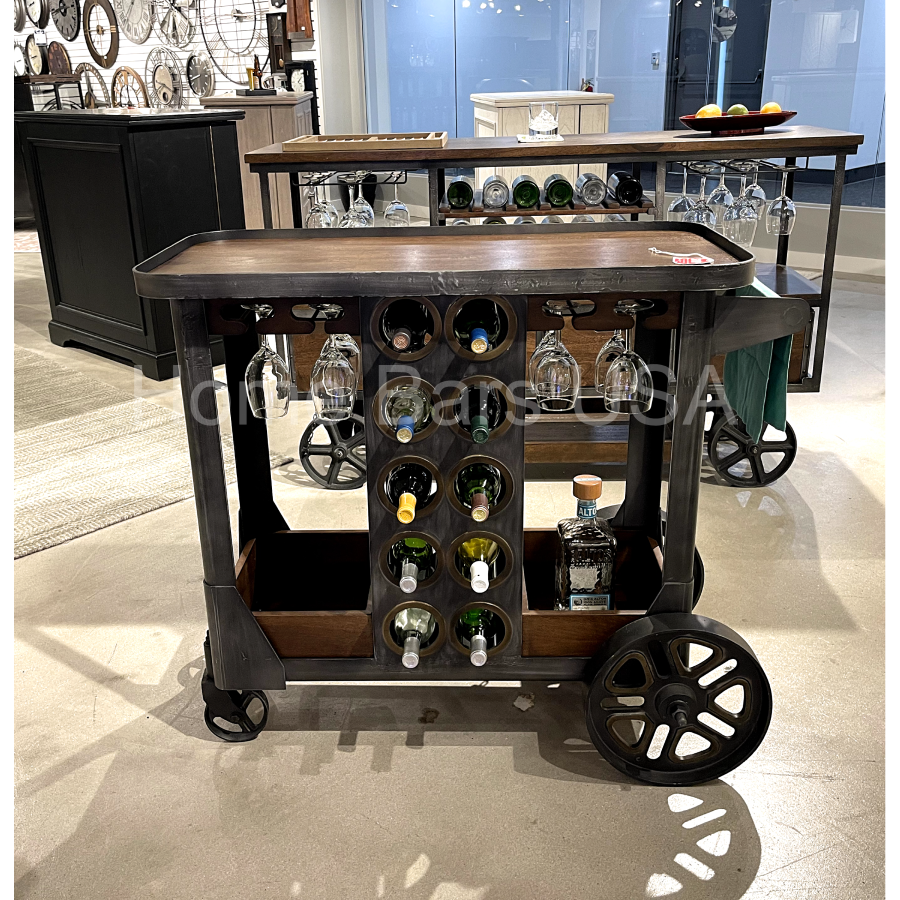 Howard Miller Floyd Wine &amp; Bar Cart 695326 real photo front - Home Bars USA