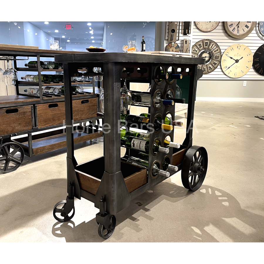 Howard Miller Floyd Wine &amp; Bar Cart 695326 real photo side - Home Bars USA